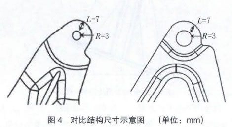 圖4  對(duì)比結(jié)構(gòu)尺寸示意圖