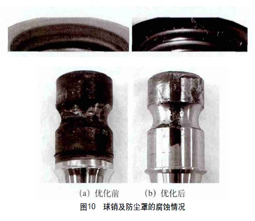 圖10 球銷及防塵罩的腐蝕情況