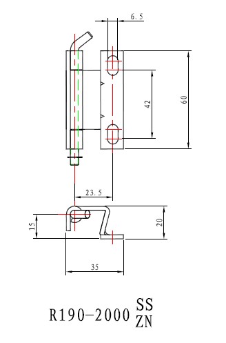R190-2600(R192-2000SS)型鉸鏈尺寸示意圖